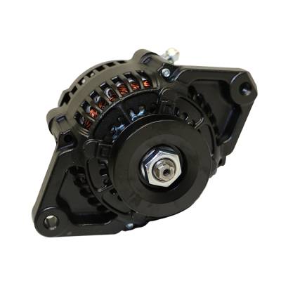 KMJ Performance Parts - Black Mini 90AMP GM Denso Style Alternator V Belt 12V 1 Wire SBC BBC Chevy Race - Image 1