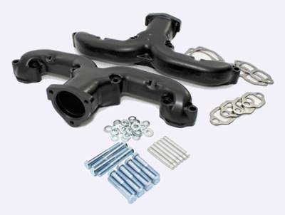 Assault Racing Products - SBC Black Finish Vintage Styling Performance Rams Horn Exhaust Manifold Chevy - Image 2