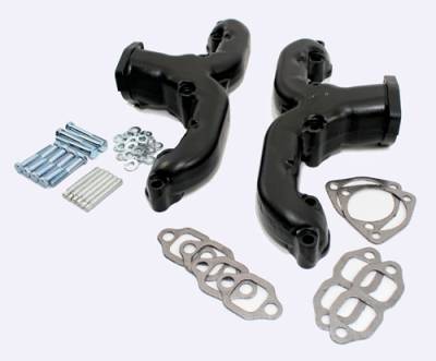 Assault Racing Products - SBC Black Finish Vintage Styling Performance Rams Horn Exhaust Manifold Chevy - Image 1