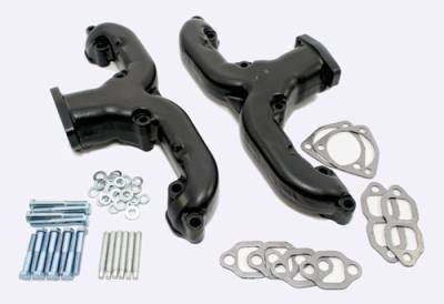 Assault Racing Products - SBC Black Finish Vintage Styling Performance Rams Horn Exhaust Manifold Chevy - Image 3
