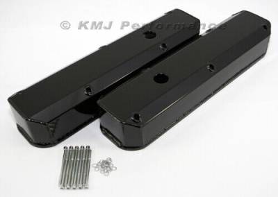 Dodge 318 340 360 Black Powder Coated Long Bolt Fabricated Aluminum Valve Covers - ARC V4301BKPC