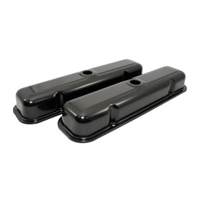 Assault Racing Products - 59-81 Pontiac V8 Short Black Steel Valve Covers - 301 350 389 400 421 428 455 - Image 1