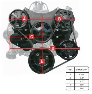 Small Block Chevy Gen 1 Long Pump Black Serpentine Billet Aluminum Pulley Kit  KMJ DS35014BK