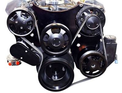 Assault Racing Products - Black Small Block Chevy Serpentine Front Drive System Complete W P/S Reservoir  KMJ DS35014BKX - Image 4