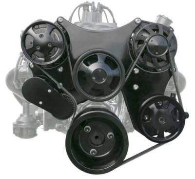 Assault Racing Products - Black Small Block Chevy Serpentine Front Drive System Complete W P/S Reservoir  KMJ DS35014BKX - Image 2
