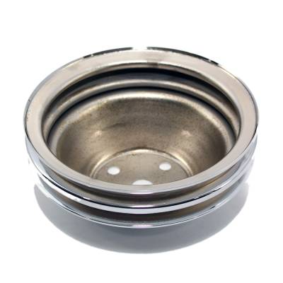 Assault Racing Products - SBC Chevy Small Block 2 Groove V-Belt Chrome Water Pump Pulley - Long Style - Image 3