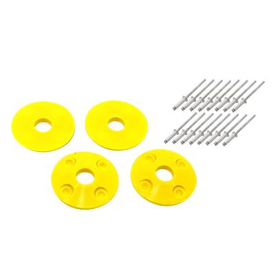 Dominator Race Products 4 Piece Injection Molded Hood Pin Scuff Plate Kit - Flo Yellow