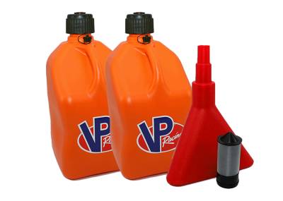 VP Fuel 2 Pack  5 Gallon Race Fuel Can W/ Fuel Funnel-Filter - ORANGE