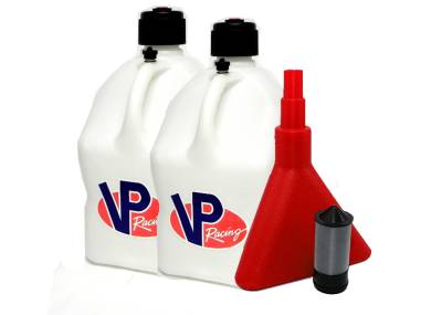 VP Fuel 2 Pack  5 Gallon Race Fuel Can W/ Fuel Funnel-Filter - WHITE