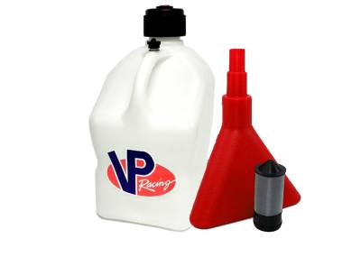 VP Racing Square 5 Gallon Fuel Jug with Funnel and Filter - WHITE