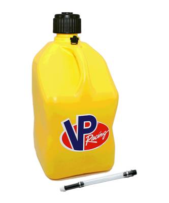 VP Racing 5 Gallon Square Fuel Jug + 1 Filler Hose - YELLOW