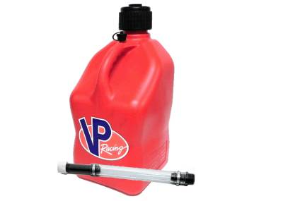 VP Racing 5 Gallon Square Fuel Jug + 1 Filler Hose - RED