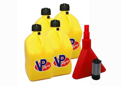 VP Racing 4-Pack Square Fuel Jugs with Funnel and Filter - YELLOW
