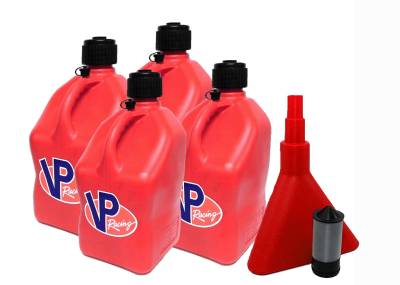 VP Racing 4-Pack Square Fuel Jugs with Funnel and Filter - RED