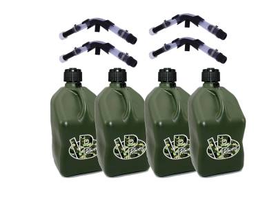 VP Racing 4-Pack Square Fuel Jugs with 4 Hoses and 4 Benders - Camo