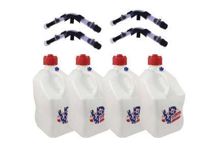 VP Racing 4-Pack Square Fuel Jugs with 4 Hoses and 4 Benders - Patriot