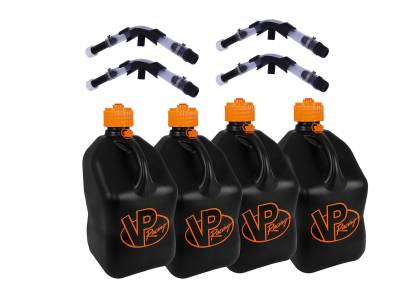 VP Racing 4-Pack Square Fuel Jugs with 4 Hoses and 4 Benders - Red