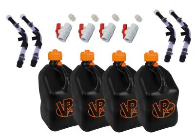 4-5 Gallon Race Fuel Jugs with 4 Hoses, 4 Benders, and 4 Ball Valves