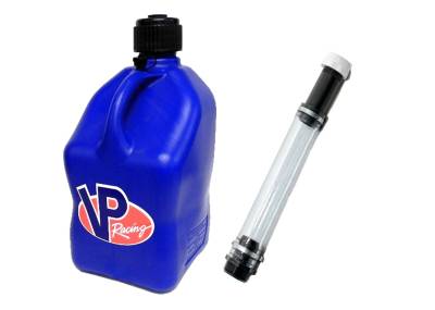 VP Racing 5 Gallon Square Fuel Jug + 1 Filler Hose - BLUE