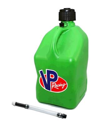 VP Racing 5 Gallon Square Fuel Jug + 1 Filler Hose - GREEN
