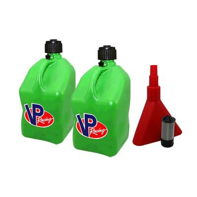 VP Fuel 2 Pack  5 Gallon Race Fuel Can W/ Fuel Funnel-Filter - GREEN