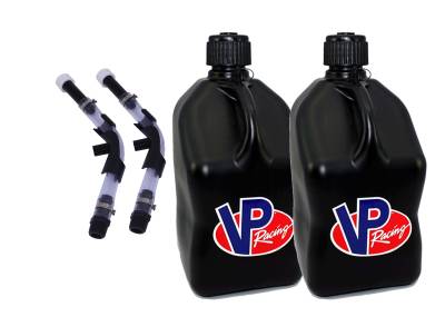2- 5 Gallon Race Fuel Jugs with 2 Hoses and Benders