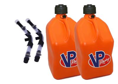 VP Fuel 2 Pack 5 Gallon Fuel Cans + 2 Hoses and Benders - ORANGE