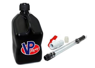 VP Racing Square Fuel Jug with Hose and Ball Valve - BLACK