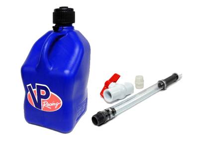 VP Racing Square Fuel Jug with Hose and Ball Valve - BLUE