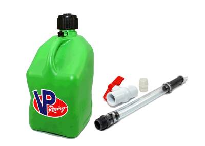 VP Racing Square Fuel Jug with Hose and Ball Valve - GREEN