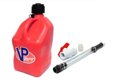 VP Racing Square Fuel Jug with Hose and Ball Valve - RED