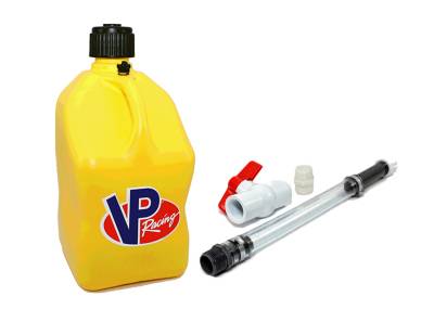 VP Racing Square Fuel Jug with Hose and Ball Valve - YELLOW