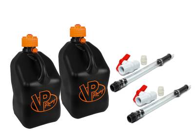 2 VP Racing Square Fuel Jugs with 2 Hoses and Ball Valves - V TWIN