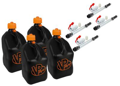 VP Racing 4-Pack Square Fuel Jugs with 4 Hoses, and 4 Ball Valves - V TWIN