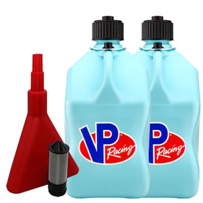 VP Fuel 2 Pack  5 Gallon Race Fuel Can W/ Fuel Funnel-Filter - SKY BLUE