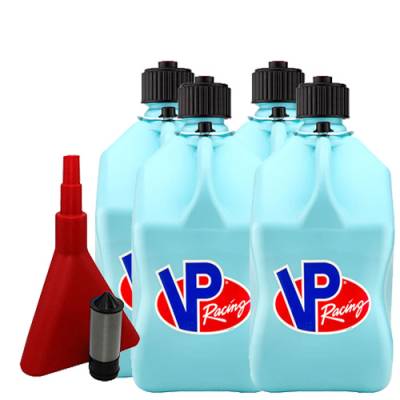 VP Racing 4-Pack Square Fuel Jugs with Funnel and Filter - SKY BLUE