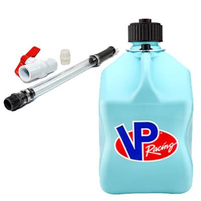 VP Racing Square Fuel Jug with Hose and Ball Valve - SKY BLUE