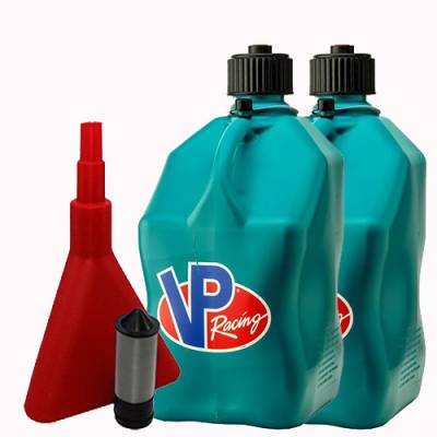 VP Fuel 2 Pack  5 Gallon Race Fuel Can W/ Fuel Funnel-Filter - CARIBBEAN BLUE