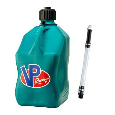 VP Racing 5 Gallon Square Fuel Jug + 1 Filler Hose - CARIBBEAN BLUE
