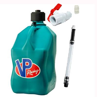 VP Racing Square Fuel Jug with Hose and Ball Valve - CARIBBEAN BLUE