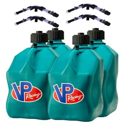 VP Racing 4-Pack Square Fuel Jugs with 4 Hoses and 4 Benders - CARIBBEAN BLUE