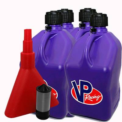 VP Racing 4-Pack Square Fuel Jugs with Funnel and Filter - PURPLE