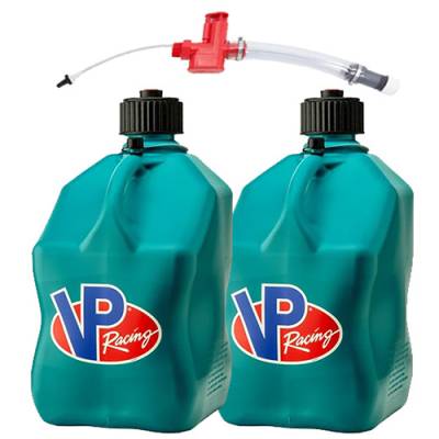 2 VP Racing Square Fuel Jugs with a Trigger Hose - CARIBBEAN BLUE
