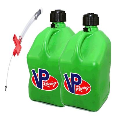 2 VP Racing Square Fuel Jugs with Trigger Hose - GREEN