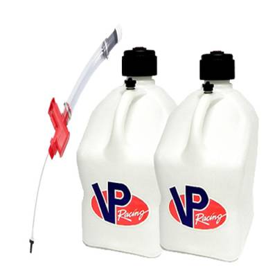 2-VP Racing Square Fuel Jugs with Trigger Hose - WHITE