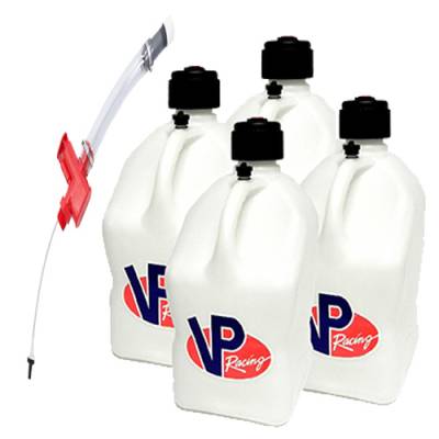 4-VP Racing Square Fuel Jugs with Trigger Hose - WHITE