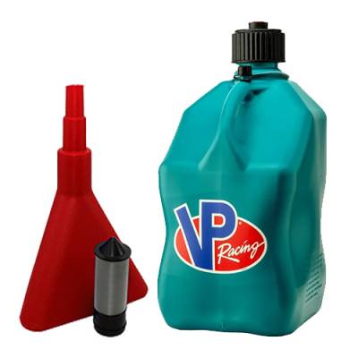 VP Racing Square 5 Gallon Fuel Jug with Funnel and Filter - CARIBBEAN BLUE